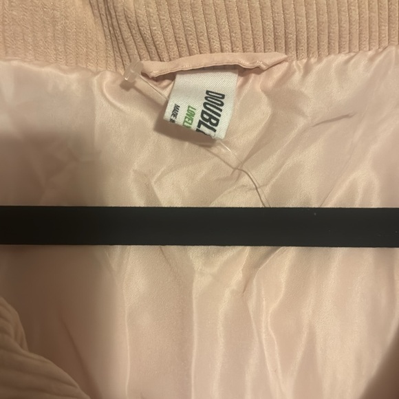 Double Zero Cropped Pale Pink Winter Puffer Jacket Women’s Lovely Large NWOT - Picture 2 of 3